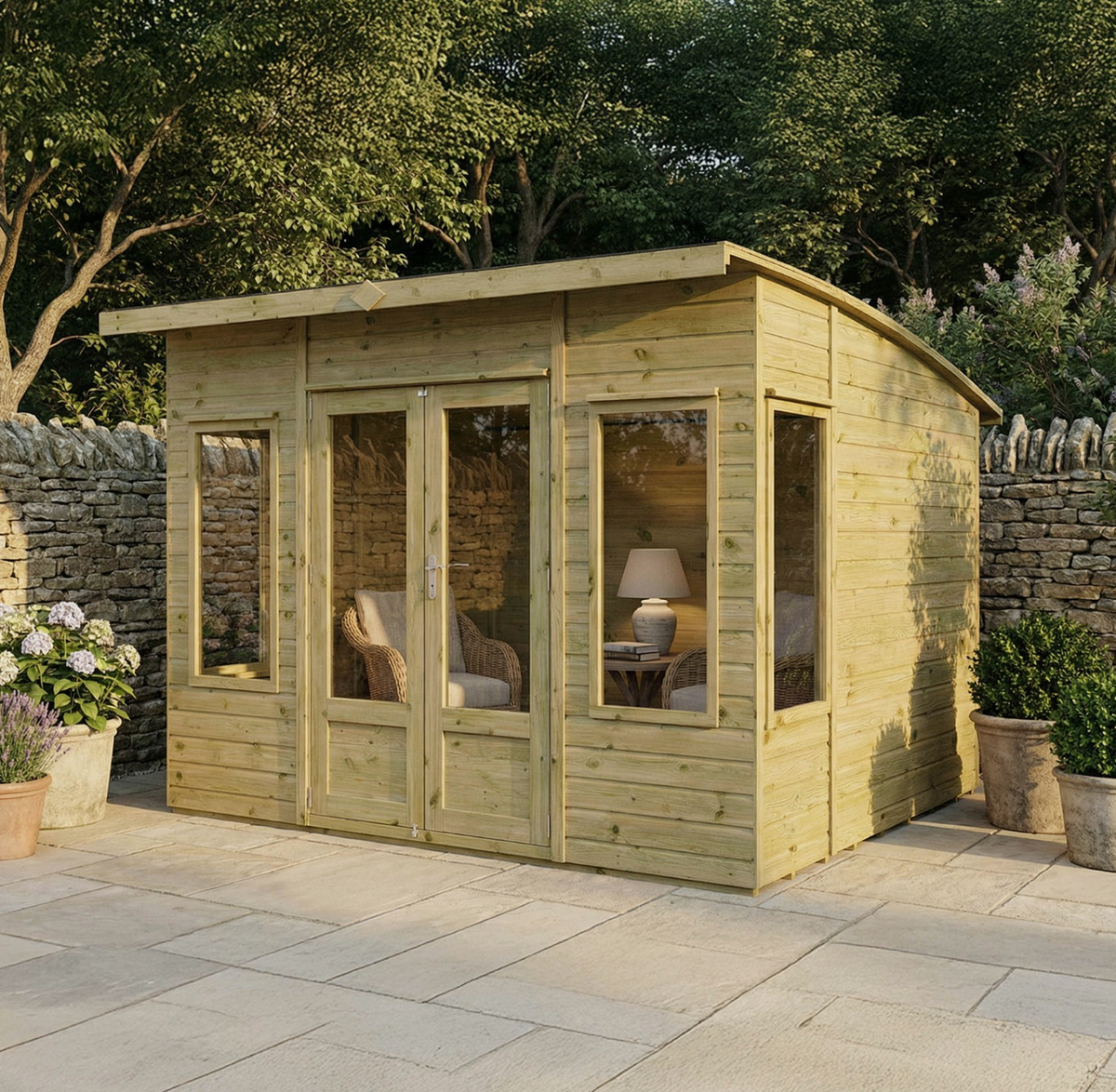 GARDEN SUMMERHOUSE SUN ROOM OUTDOOR OFFICE WOODEN SUMMER HOUSE T&G 10x8ft 10ft