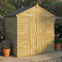 6x4 WOODEN GARDEN SHED DOUBLE DOORS OUTDOOR STORAGE WINDOWLESS APEX ROOF