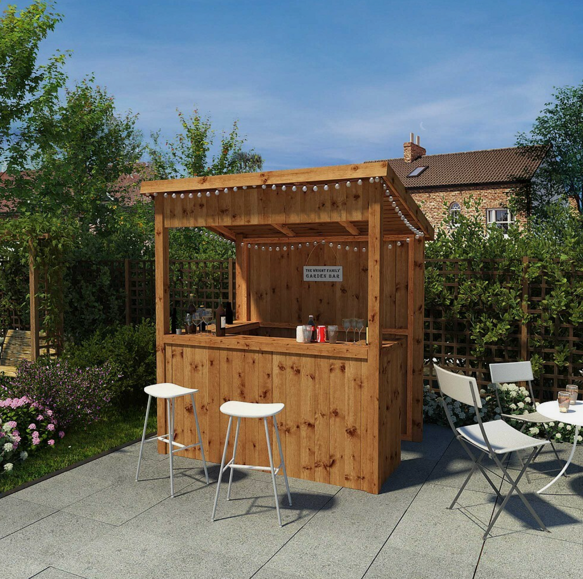 GARDEN BAR OUTDOOR PUB TIKI 6x4 PATIO PARTY BUILDING PRESSURE TREATED 6ft 4ft