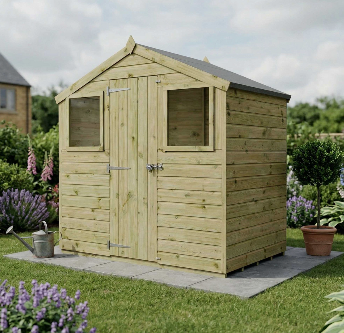 6x4 SHIPLAP GARDEN SHEDS APEX ROOF SINGLE DOOR 2 WINDOWS 6ft 4ft TONGUE & GROOVE