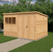 12x8 WOODEN PENT SHED SHIPLAP TONGUE & GOOVE WINDOW DOUBLE DOOR STORAGE 12ft 8ft
