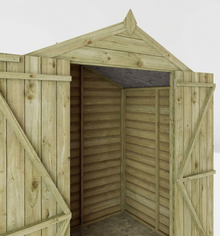 6x4 WOODEN GARDEN SHED DOUBLE DOORS OUTDOOR STORAGE WINDOWLESS APEX ROOF