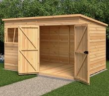 12x8 WOODEN PENT SHED SHIPLAP TONGUE & GOOVE WINDOW DOUBLE DOOR STORAGE 12ft 8ft