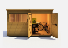 12x8 WOODEN PENT SHED SHIPLAP TONGUE & GOOVE WINDOW DOUBLE DOOR STORAGE 12ft 8ft
