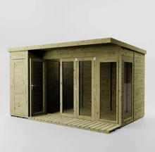 12ft x 8ft GARDEN SUN ROOM OFFICE BI-FOLDING DOORS SUMMERHOUSE SIDE STORE SHED
