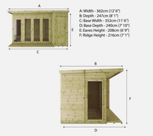 12ft x 8ft GARDEN SUN ROOM OFFICE BI-FOLDING DOORS SUMMERHOUSE SIDE STORE SHED
