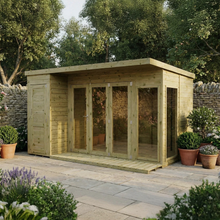 12ft x 8ft GARDEN SUN ROOM OFFICE BI-FOLDING DOORS SUMMERHOUSE SIDE STORE SHED