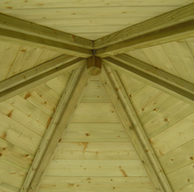 GARDEN WOODEN ARBOUR 9ft x 8ft PRESSURE TREATED TRADITIONAL HEXAGONAL 19mm T&G