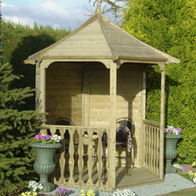 GARDEN WOODEN ARBOUR 9ft x 8ft PRESSURE TREATED TRADITIONAL HEXAGONAL 19mm T&G