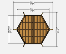 GARDEN WOODEN ARBOUR 9ft x 8ft PRESSURE TREATED TRADITIONAL HEXAGONAL 19mm T&G